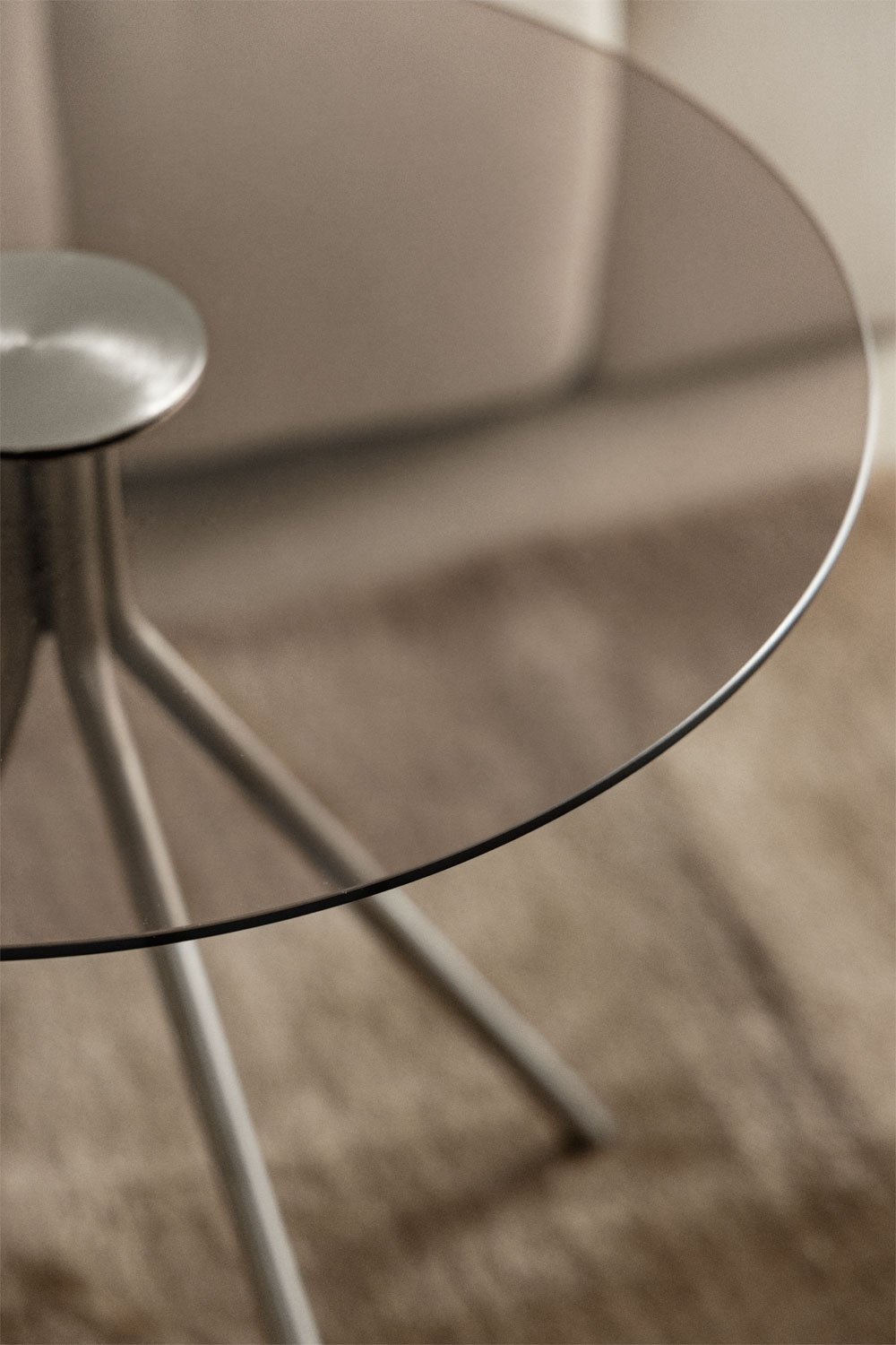 Table d'appoint ronde en acier et verre trempé Itsoro, image de la galerie 2