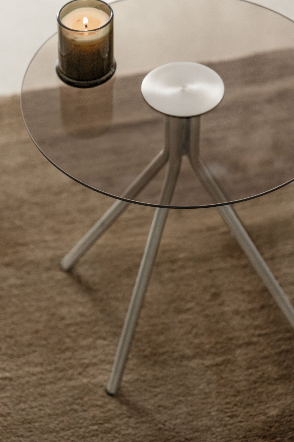 Table d'appoint ronde en acier et verre trempé Itsoro, image de la galerie 2