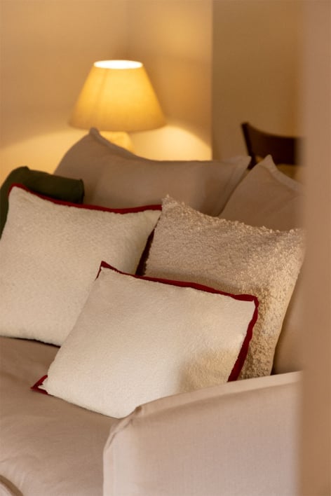 Coussin rectangulaire 35x50 cm en tissu bouclé Renildo - Blanc Gardenia