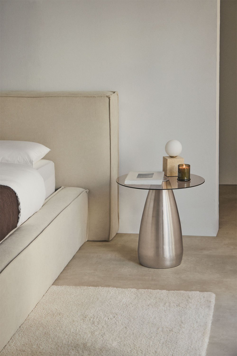 Pack de 2 tables de chevet rondes Ø50 cm en verre trempé Mariana, image de la galerie 1