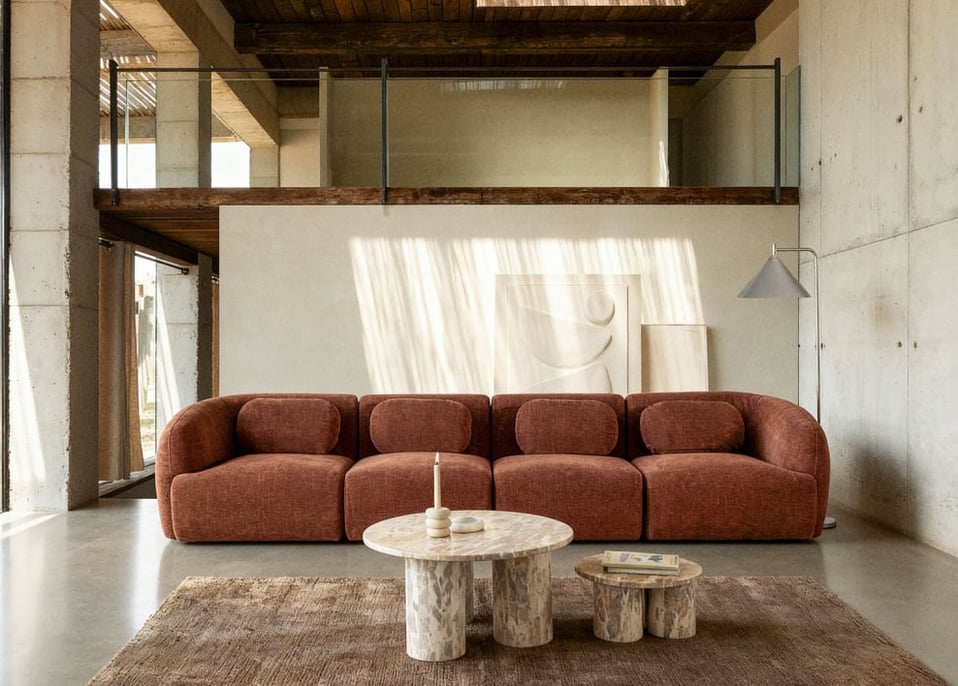 Canapé modulaire 4 pièces en chenille Coquette