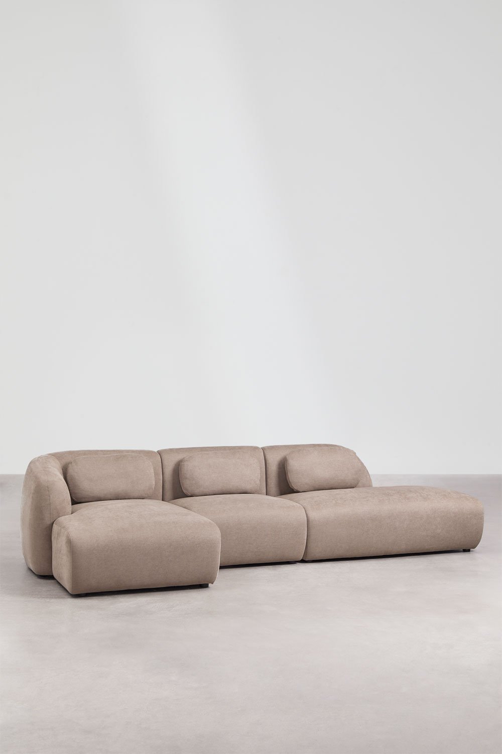 Canapé modulaire avec méridienne gauche en 3 pièces et divan droit en chenille Coquette, image de la galerie 3