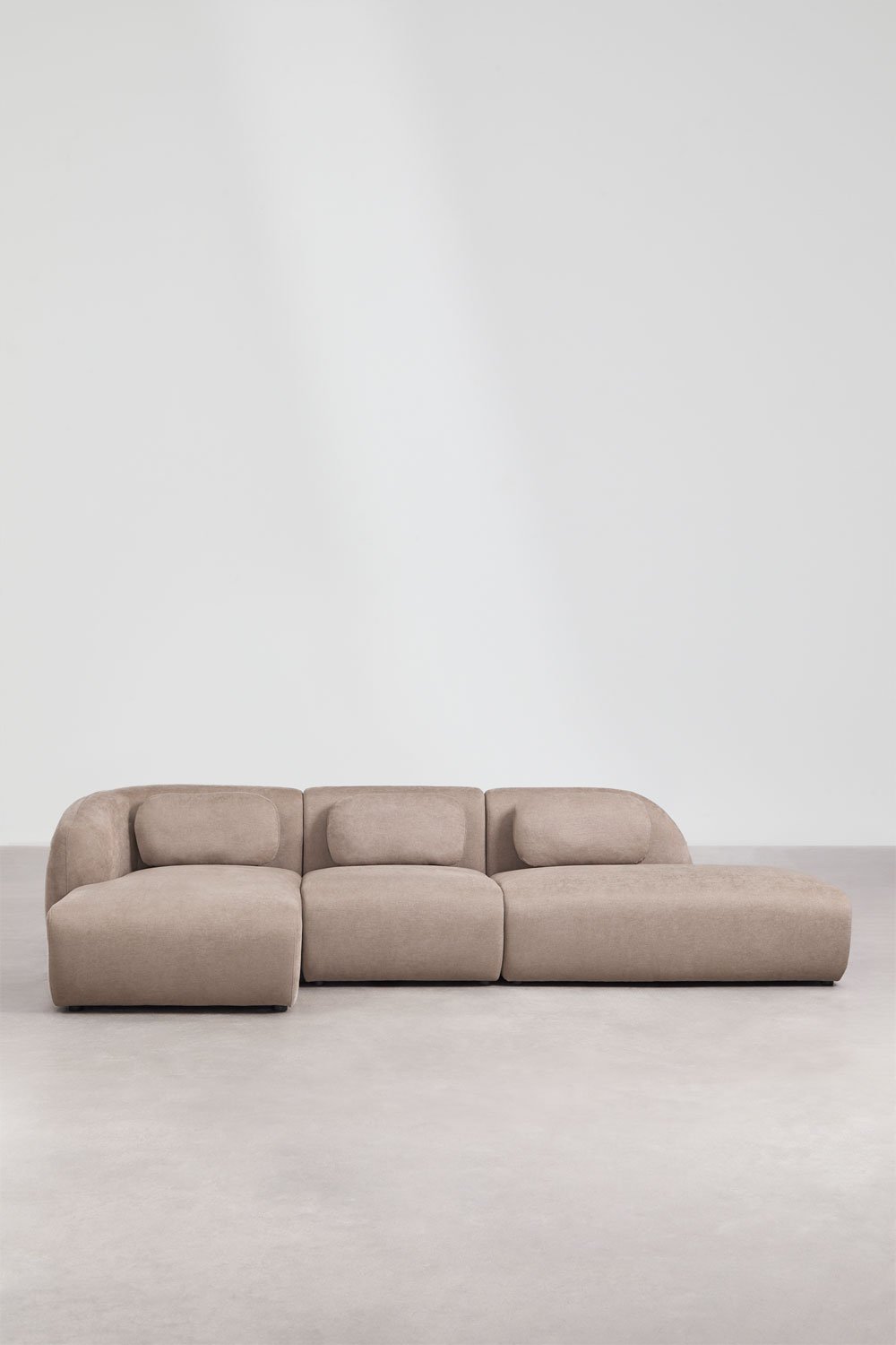 Canapé modulaire avec méridienne gauche en 3 pièces et divan droit en chenille Coquette, image de la galerie 5