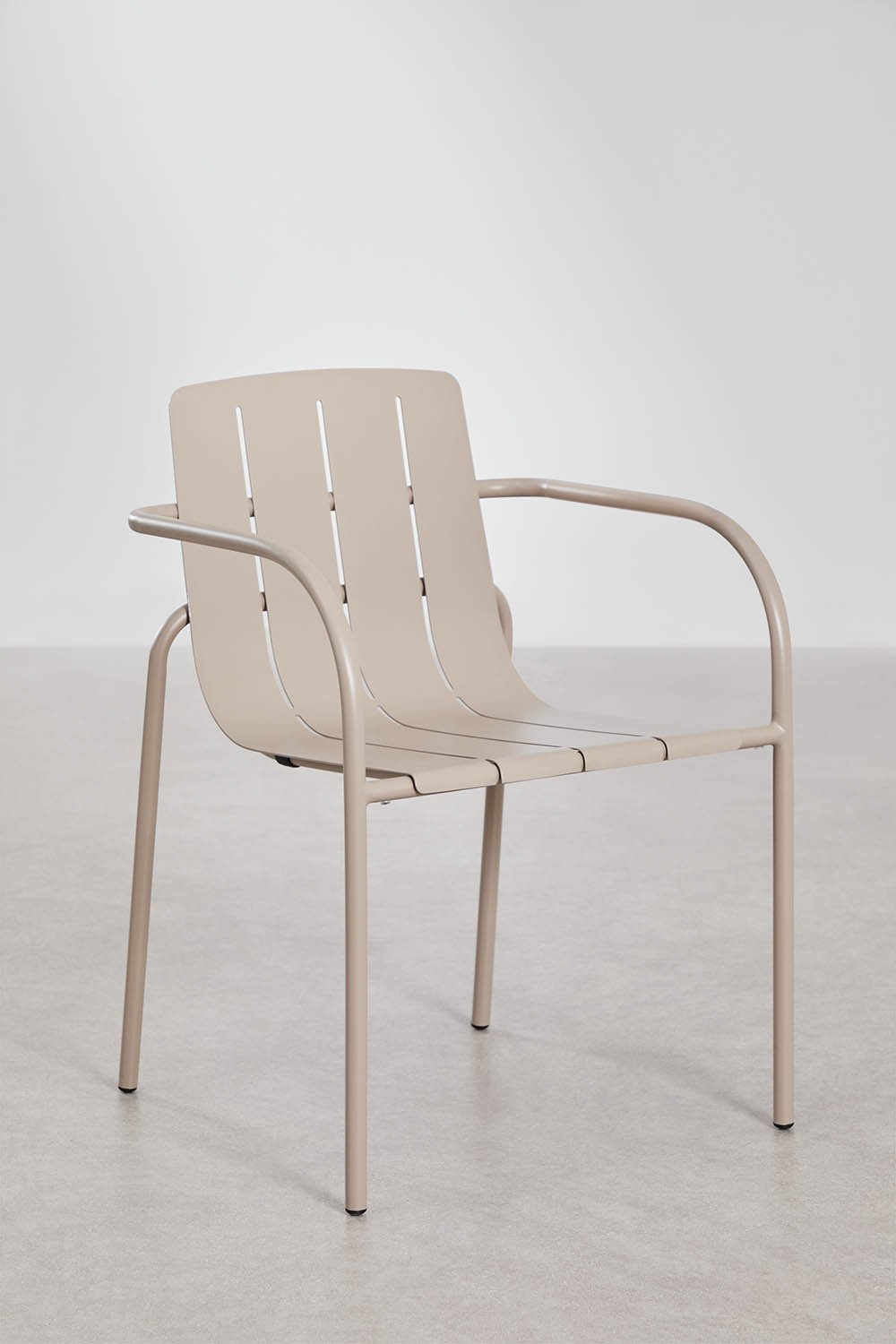 Pack de 2 chaises de salle à manger empilables avec accoudoirs en acier Isoria, image de la galerie 1