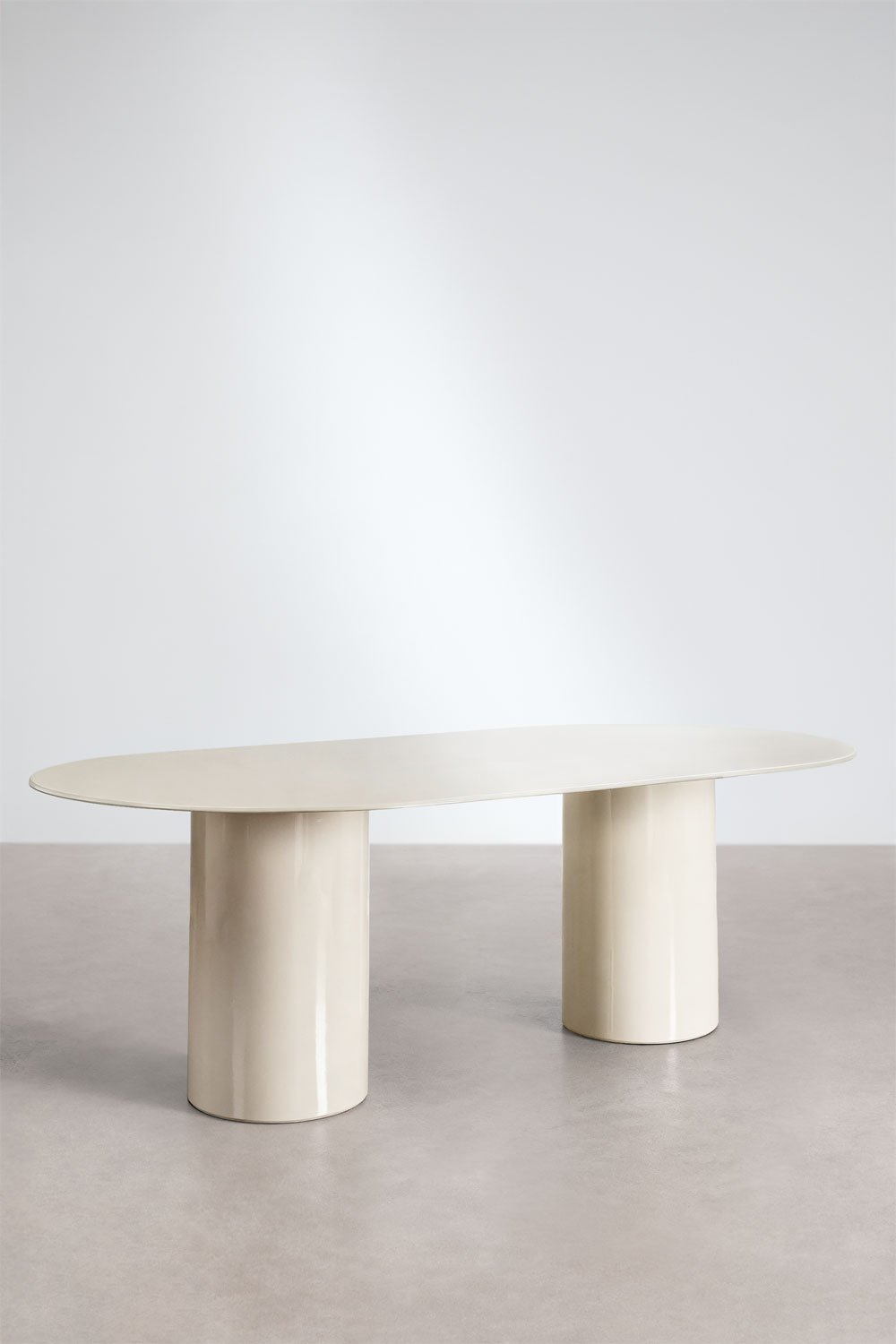 Table à manger ovale 220x110 cm en verre trempé et MDF Asgri, image de la galerie 3