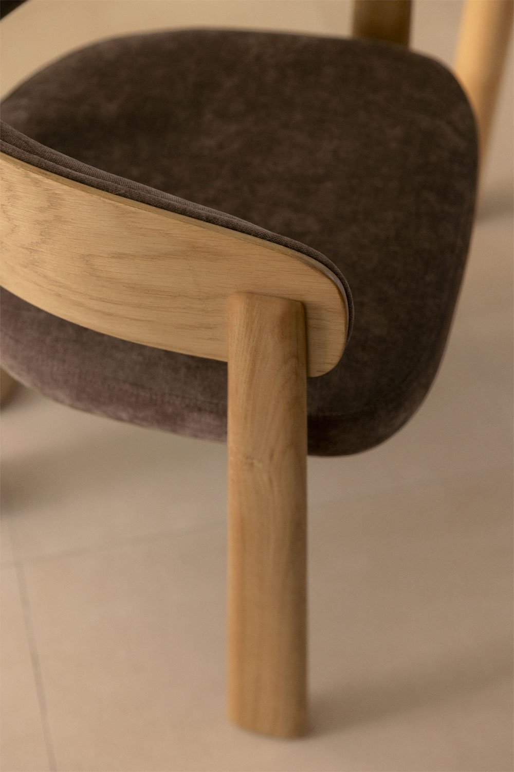 Pack de 2 chaises de salle à manger en bois de chêne et tapissées Olea, image de la galerie 2
