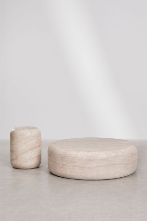 Set de 2 tables basses rondes en ciment pour jardin Fonelas