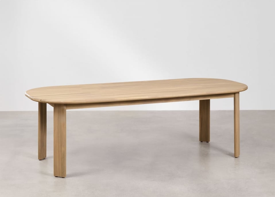 Table de jardin ovale 240x100 cm en bois d'acacia Uleno
