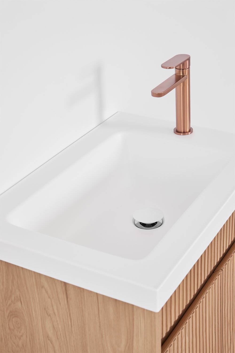 Ensemble de meuble de salle de bain suspendu en bois avec lavabo intégré Narek, image de la galerie 5