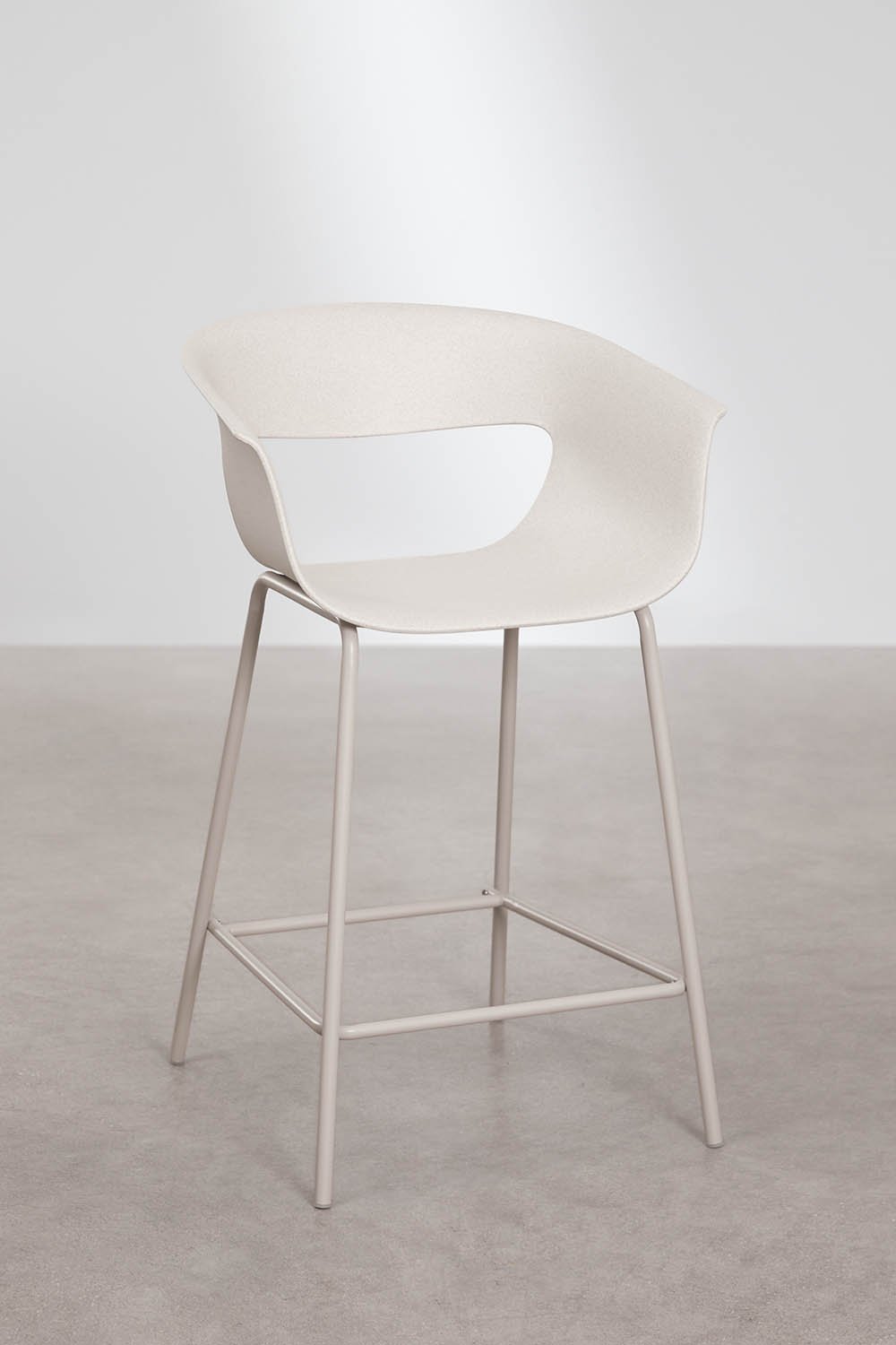 Lot de 4 tabourets hauts de jardin 65 cm en polypropylène et acier blanc pierre Alanys, image de la galerie 1