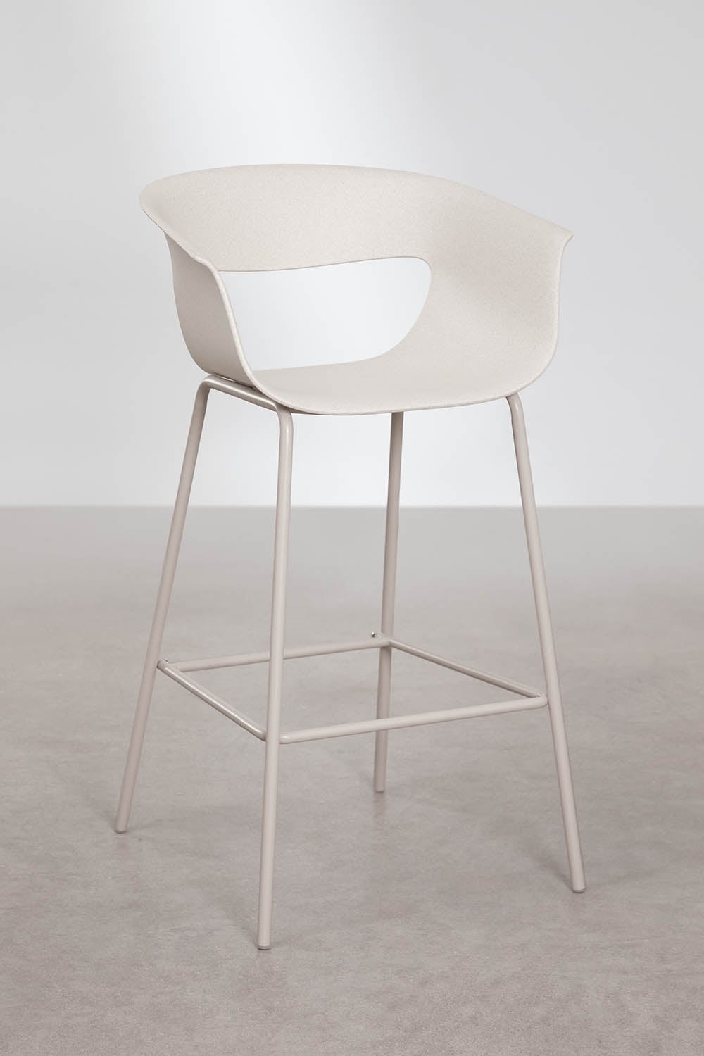 Lot de 4 tabourets hauts de jardin 75 cm en polypropylène et acier blanc pierre Alanys, image de la galerie 1