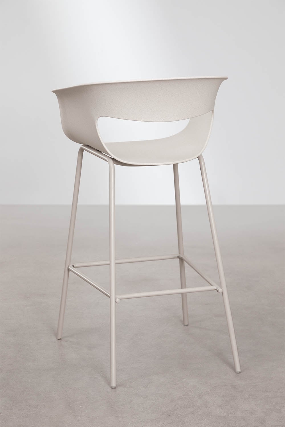 Lot de 4 tabourets hauts de jardin 75 cm en polypropylène et acier blanc pierre Alanys, image de la galerie 3