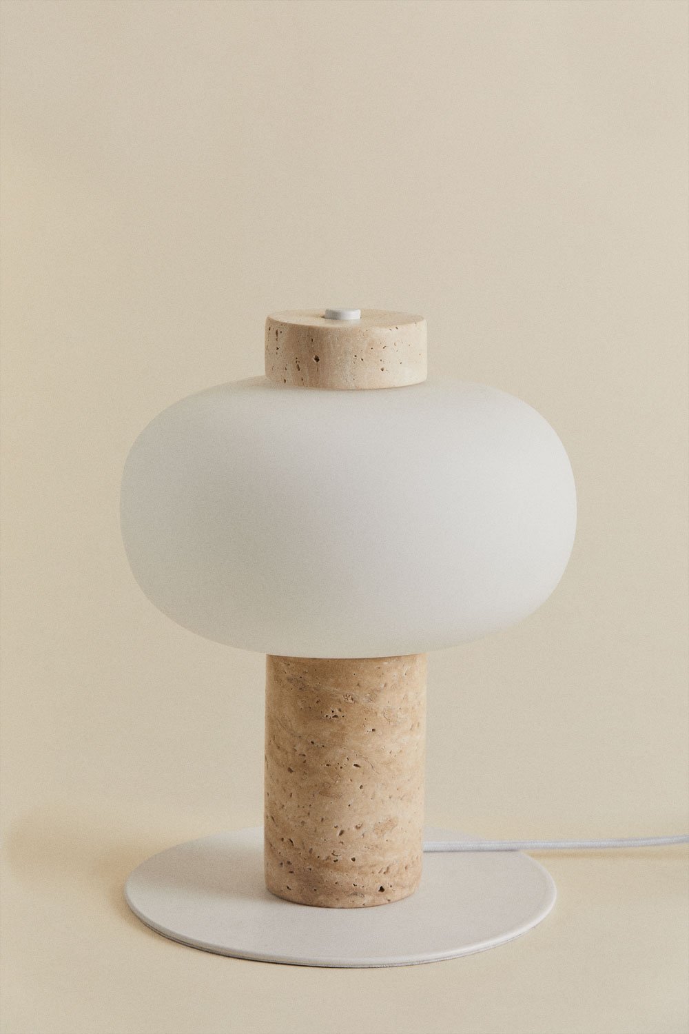 Lampe de table LED en travertin Garuba, image de la galerie 2
