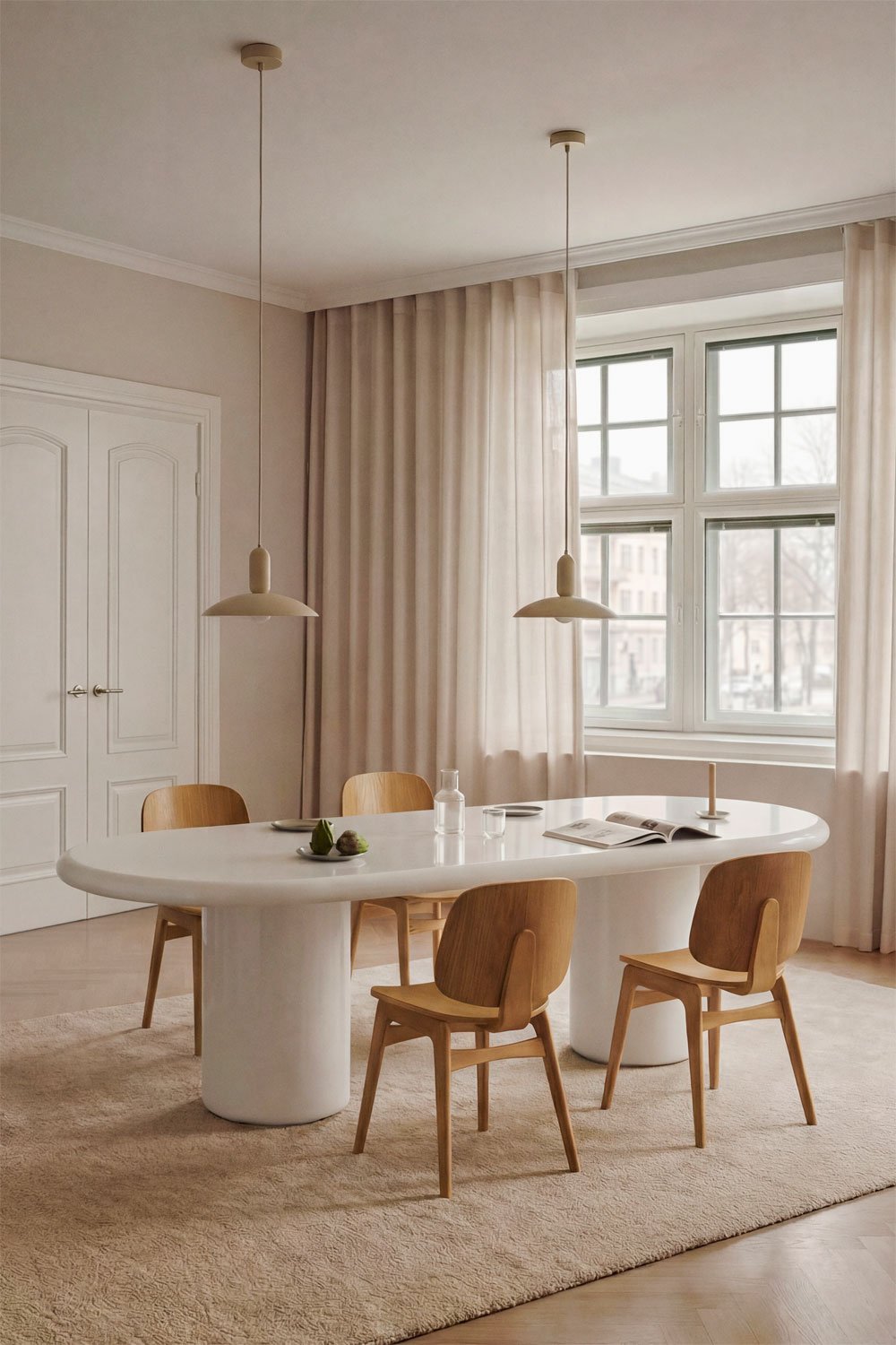 Table de salle à manger ovale 260x110 cm en ciment Aurean, image de la galerie 1