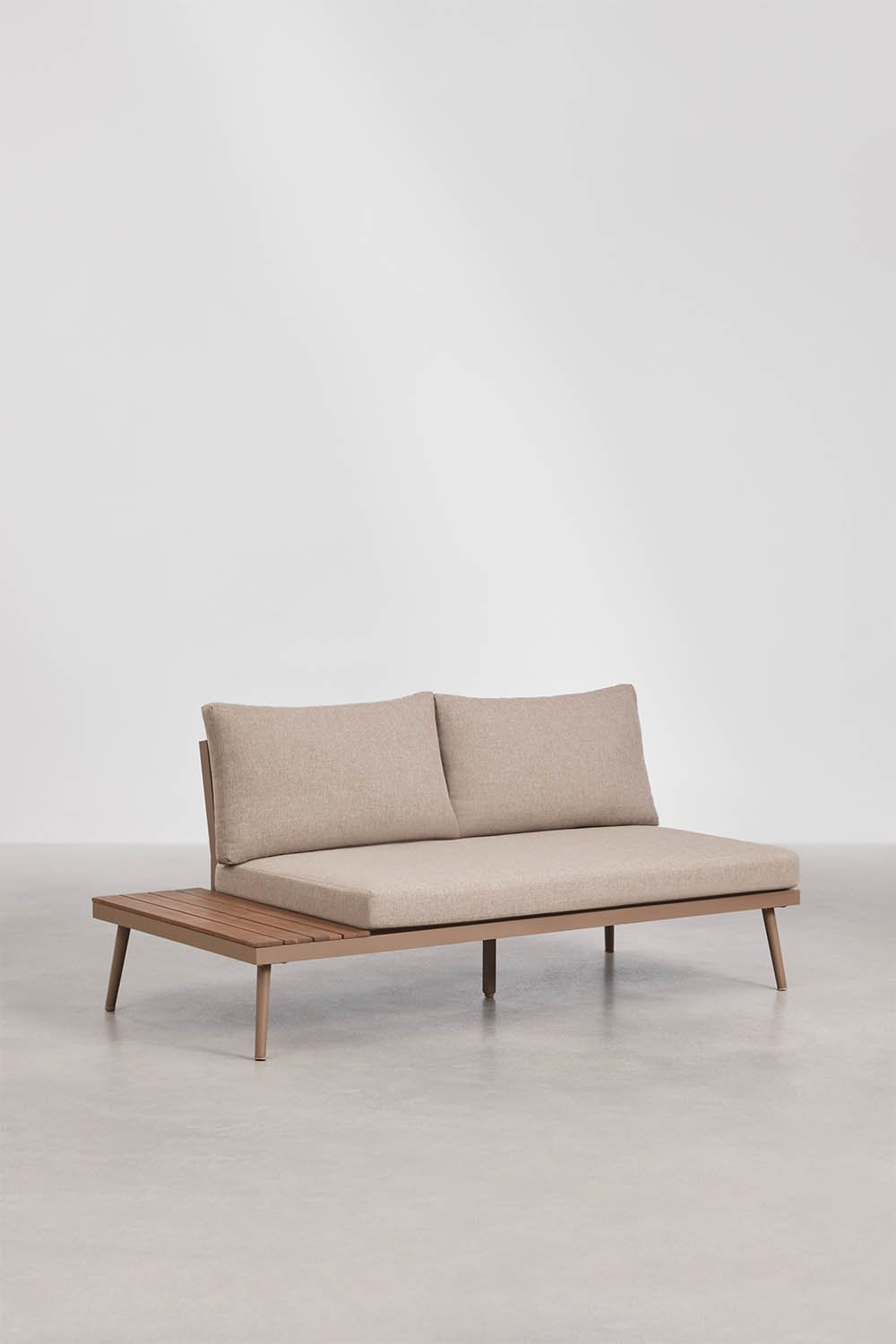 Ensemble de jardin avec canapé d'angle 5 places et table basse en aluminium et bois d'acacia Kalen, image de la galerie 4