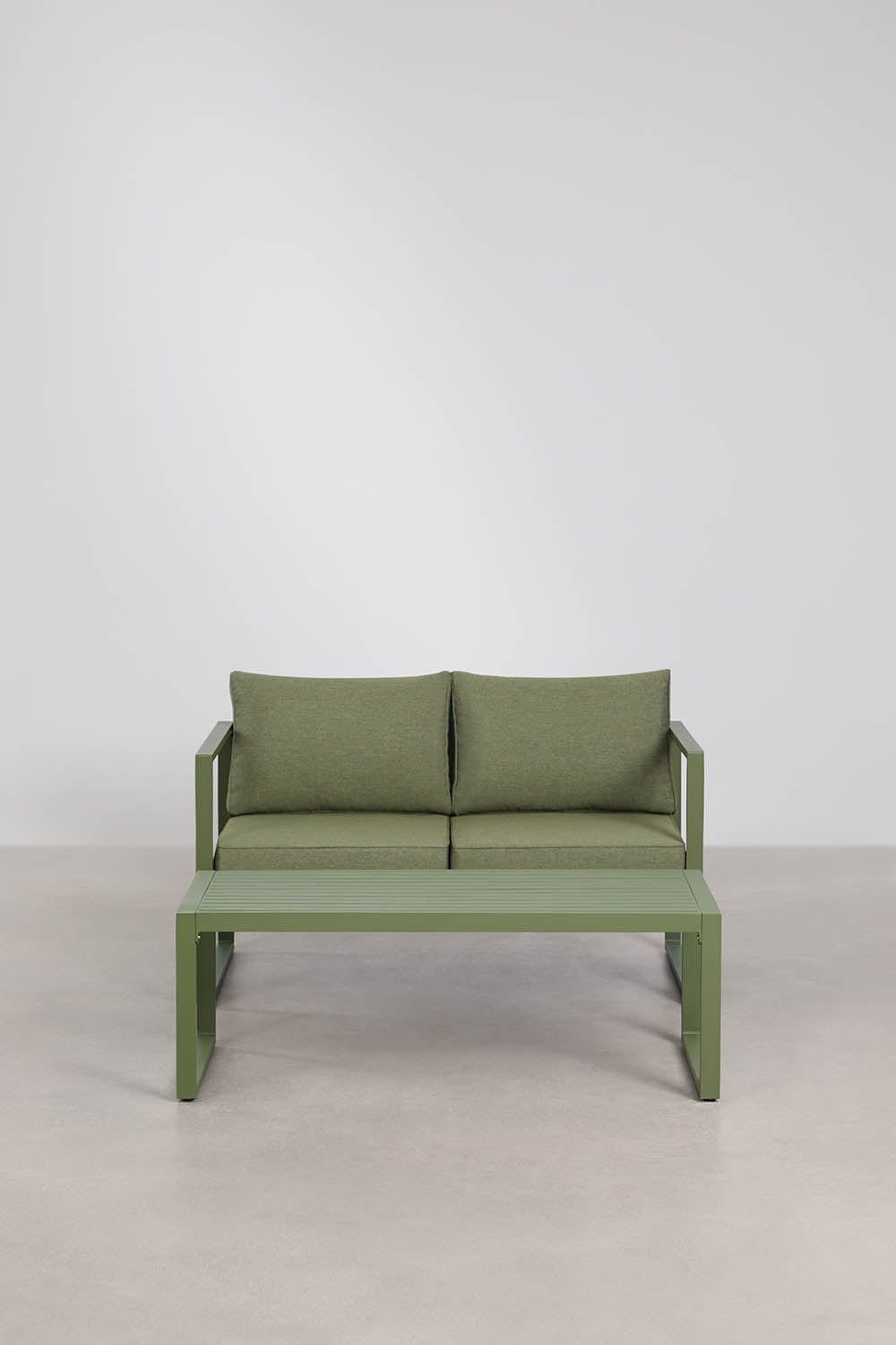 Ensemble de jardin avec canapé 2 places et table basse en aluminium 110x55cm Lipov, image de la galerie 3