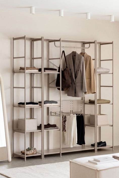 Armoire modulaire ouverte 3 pièces avec 2 étagères en fer Elviah