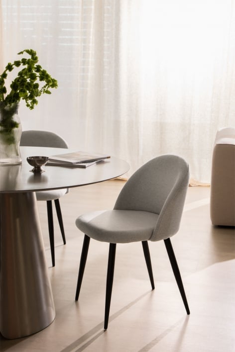 Chaise de salle à manger rembourrée et en acier Kana - Lin Brun Moka