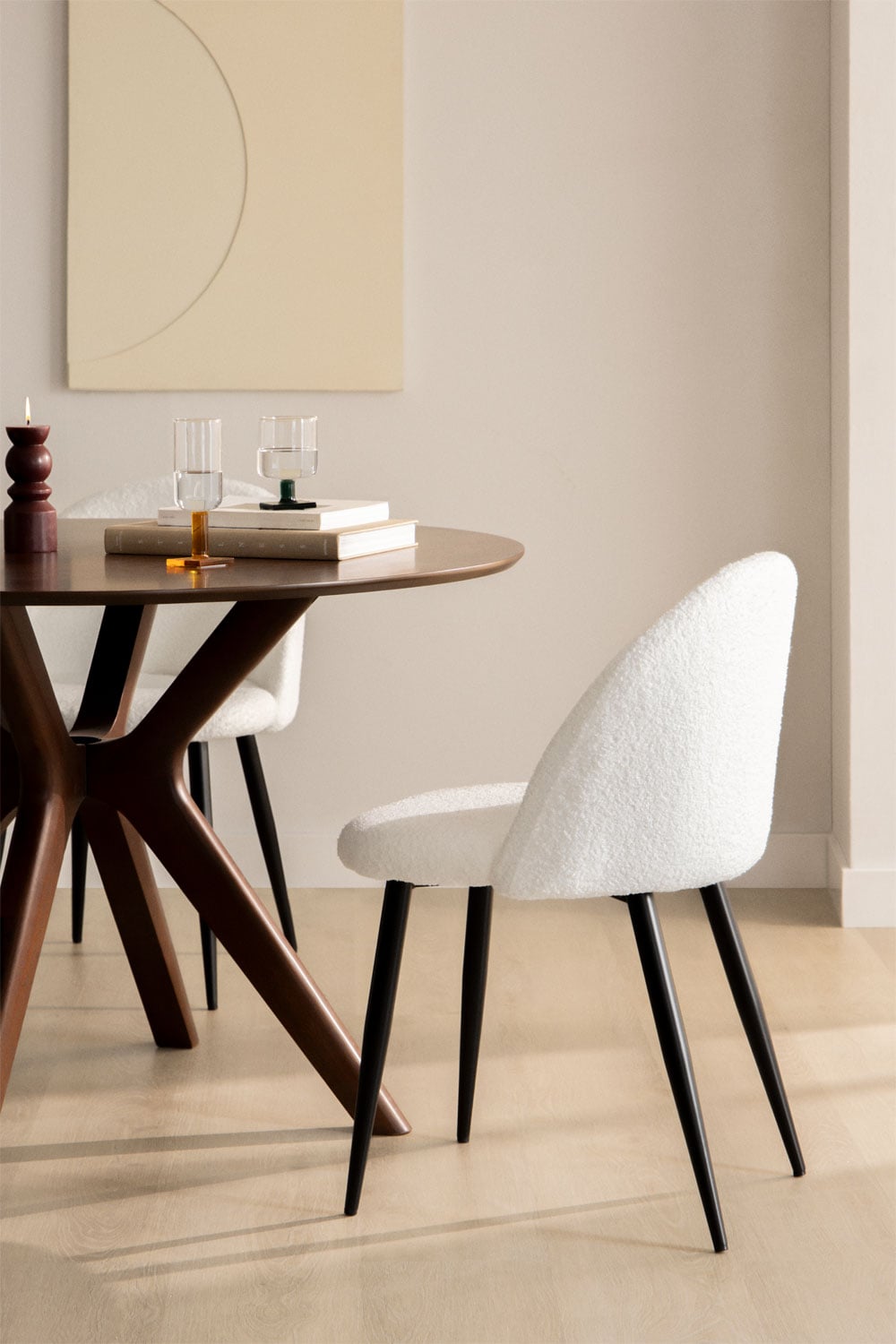 Pack de 2 chaises de salle à manger en tissu mouton Kana, image de la galerie 1
