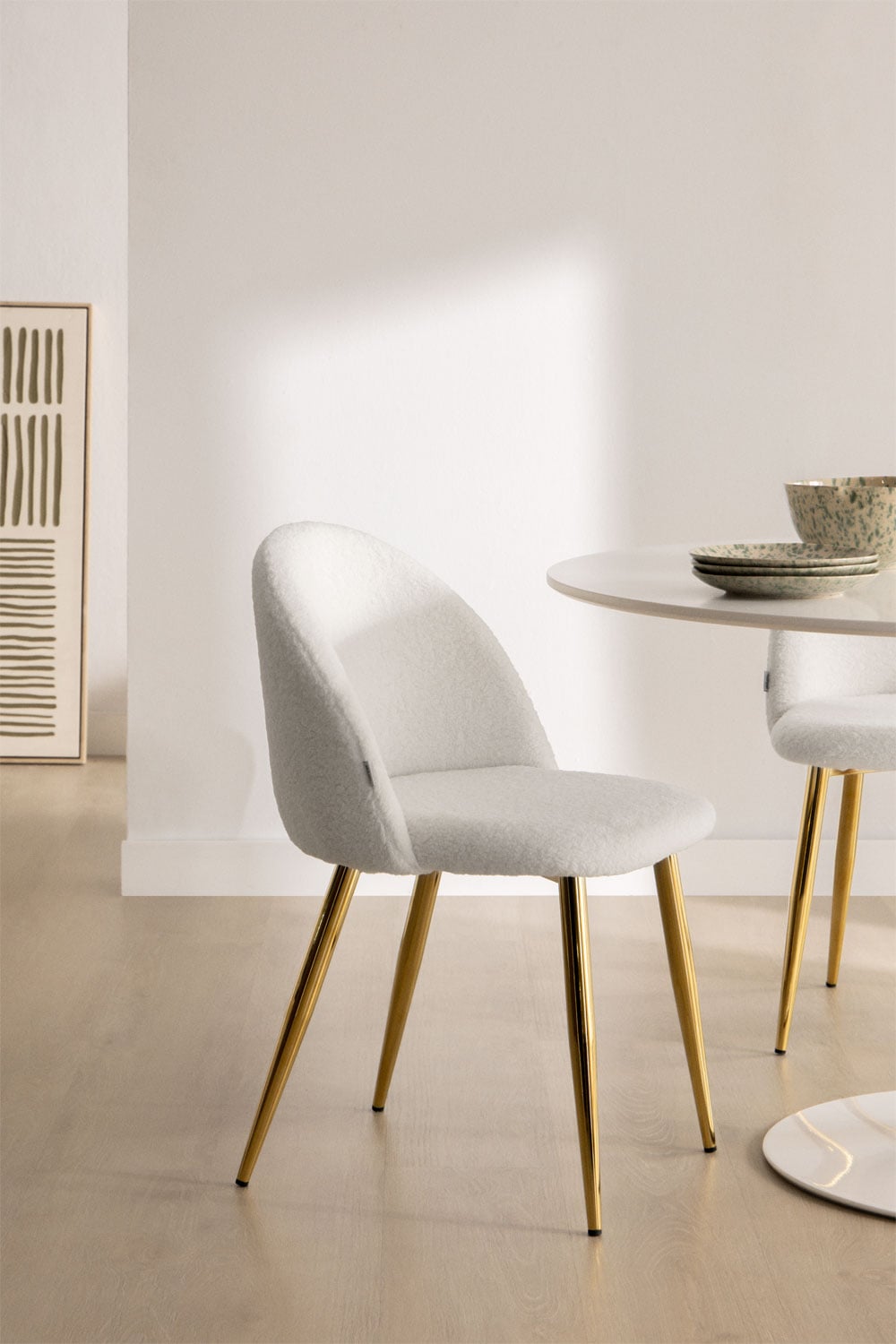 Pack de 2 chaises de salle à manger en tissu mouton Kana, image de la galerie 1