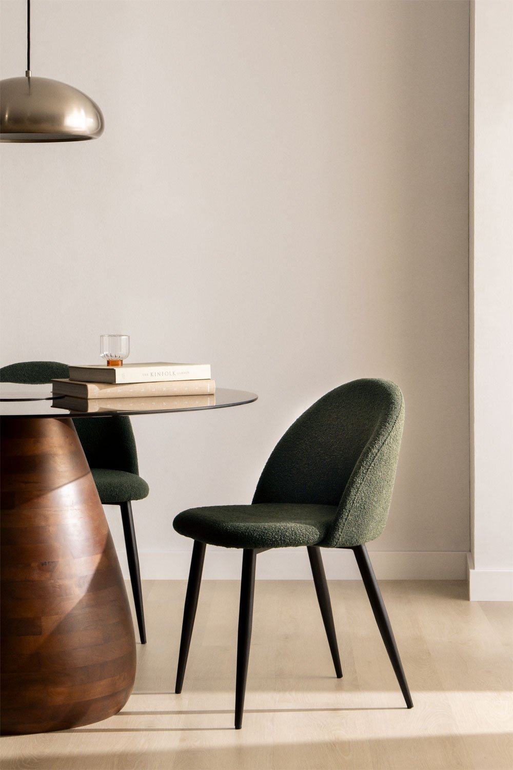 Pack de 2 chaises de salle à manger en tissu bouclé Kana, image de la galerie 1