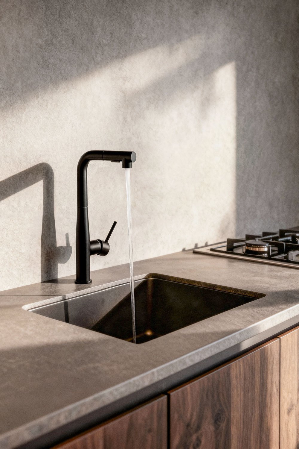 Robinet de cuisine avec bec haut extractible en acier inoxydable Olyt, image de la galerie 3