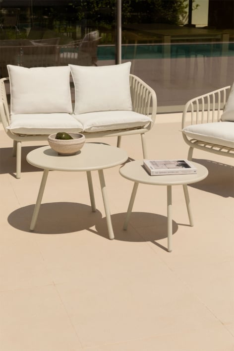 Set de 2 tables d'appoint de jardin en acier Aradina