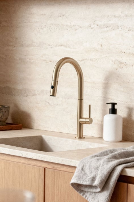 Robinet de cuisine avec bec haut extractible en acier inoxydable Eryne