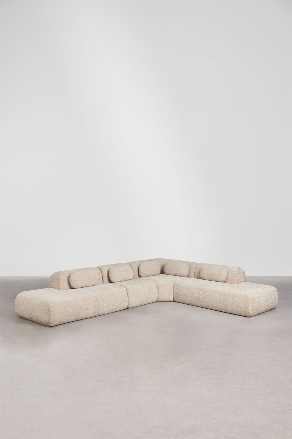 Canapé d'angle modulaire 4 pièces avec double méridienne en chenille emballé sous vide Merida, image de la galerie 3