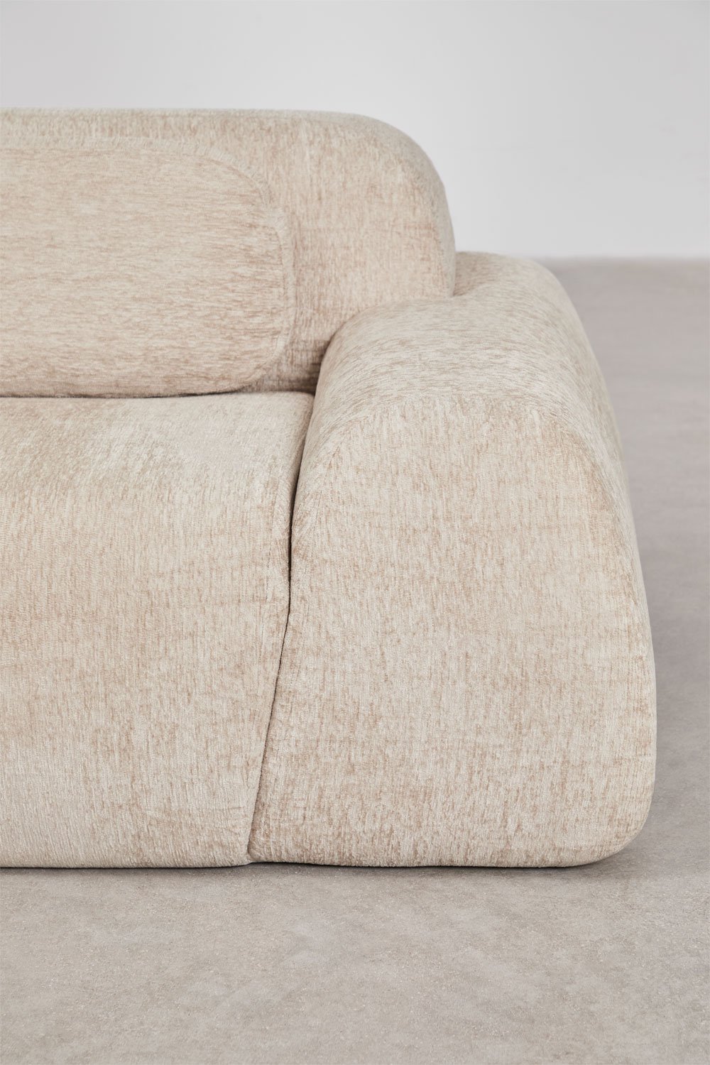 Canapé d'angle modulaire 4 pièces avec méridienne gauche en chenille emballé sous vide Mérida, image de la galerie 13