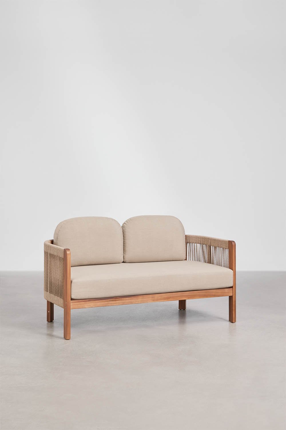 Ensemble de jardin Serel avec canapé 2 places, 2 fauteuils et table basse en bois d'acacia, image de la galerie 2