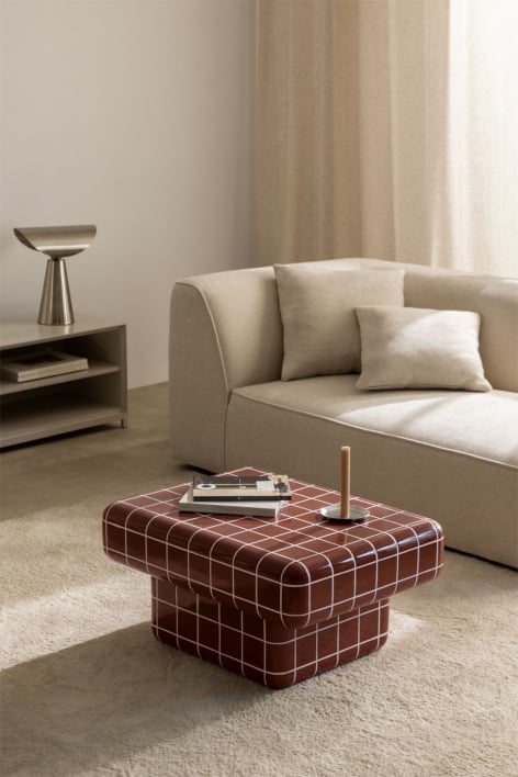 Table basse rectangulaire en ciment et fibre de verre Eleonor