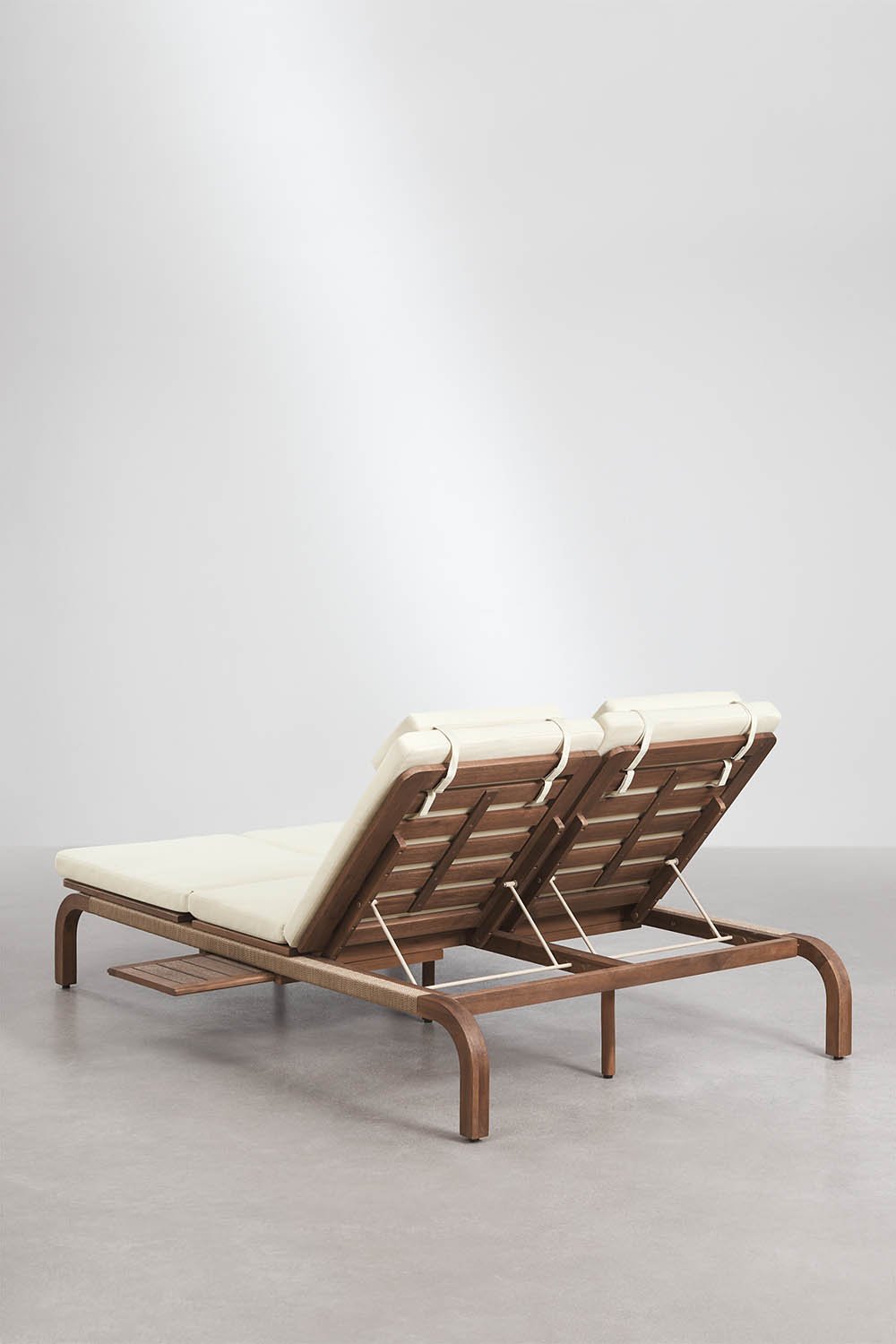 Chaise longue double inclinable en bois d'acacia avec coussin Dubai, image de la galerie 4