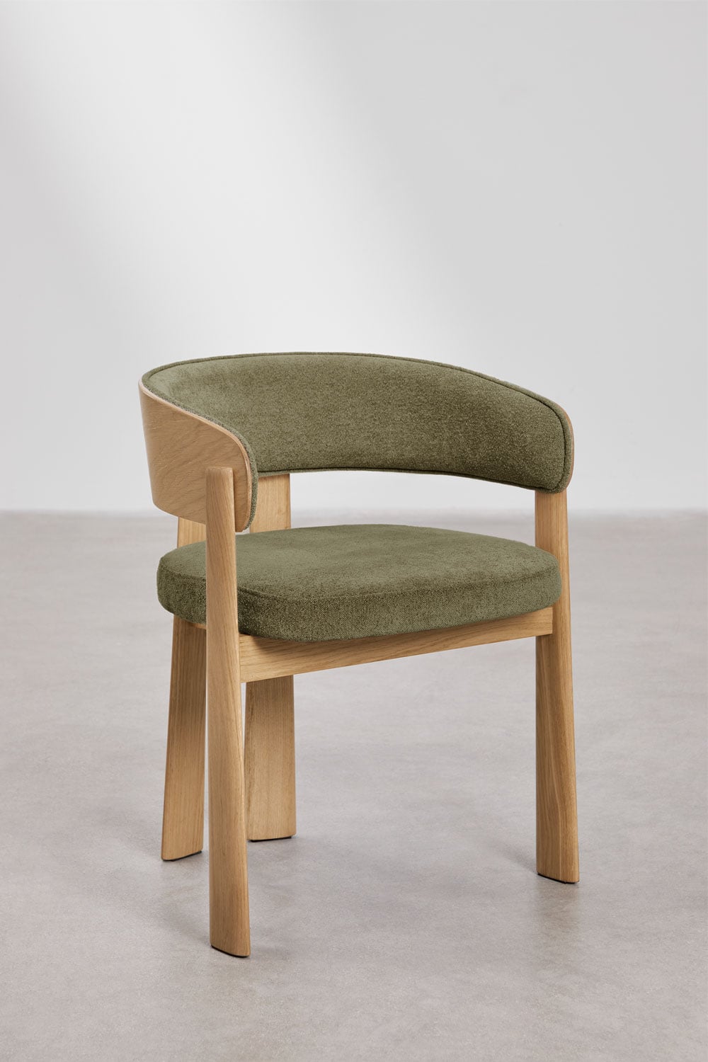 Pack de 4 chaises de salle à manger en bois de chêne et tapissées Olea, image de la galerie 3