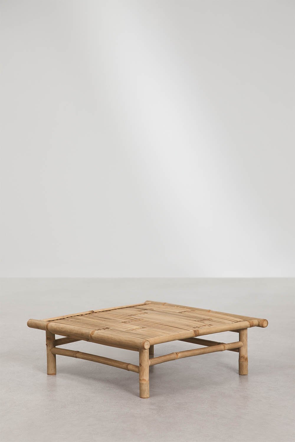 Ensemble de jardin avec canapé modulaire 2 pièces et table basse carrée 75x75 cm en bambou Isendra, image de la galerie 7