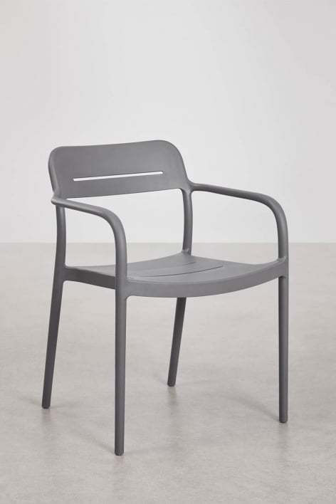 Chaise de jardin empilable avec accoudoirs en polypropylène Graneli - Gris Graphite