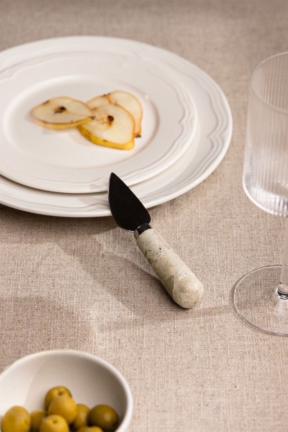 Set de 3 couverts à fromage en marbre et acier Calven, image de la galerie 2