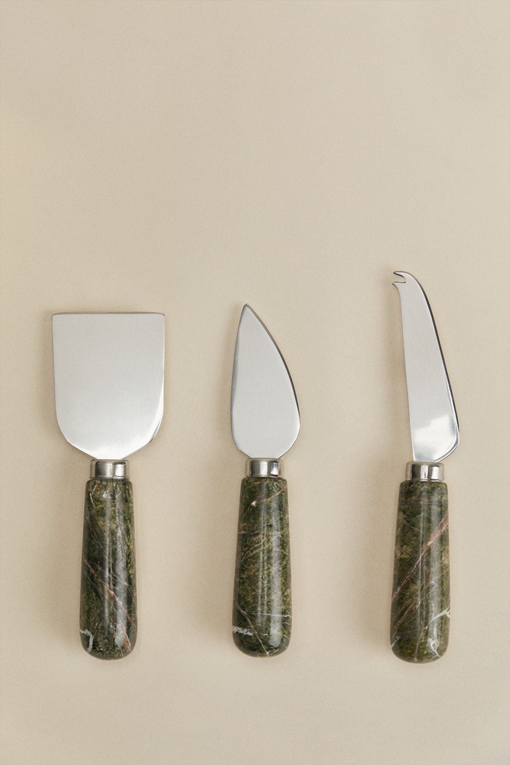 Set de 3 couverts à fromage en marbre et acier inoxydable Calven, image de la galerie 5