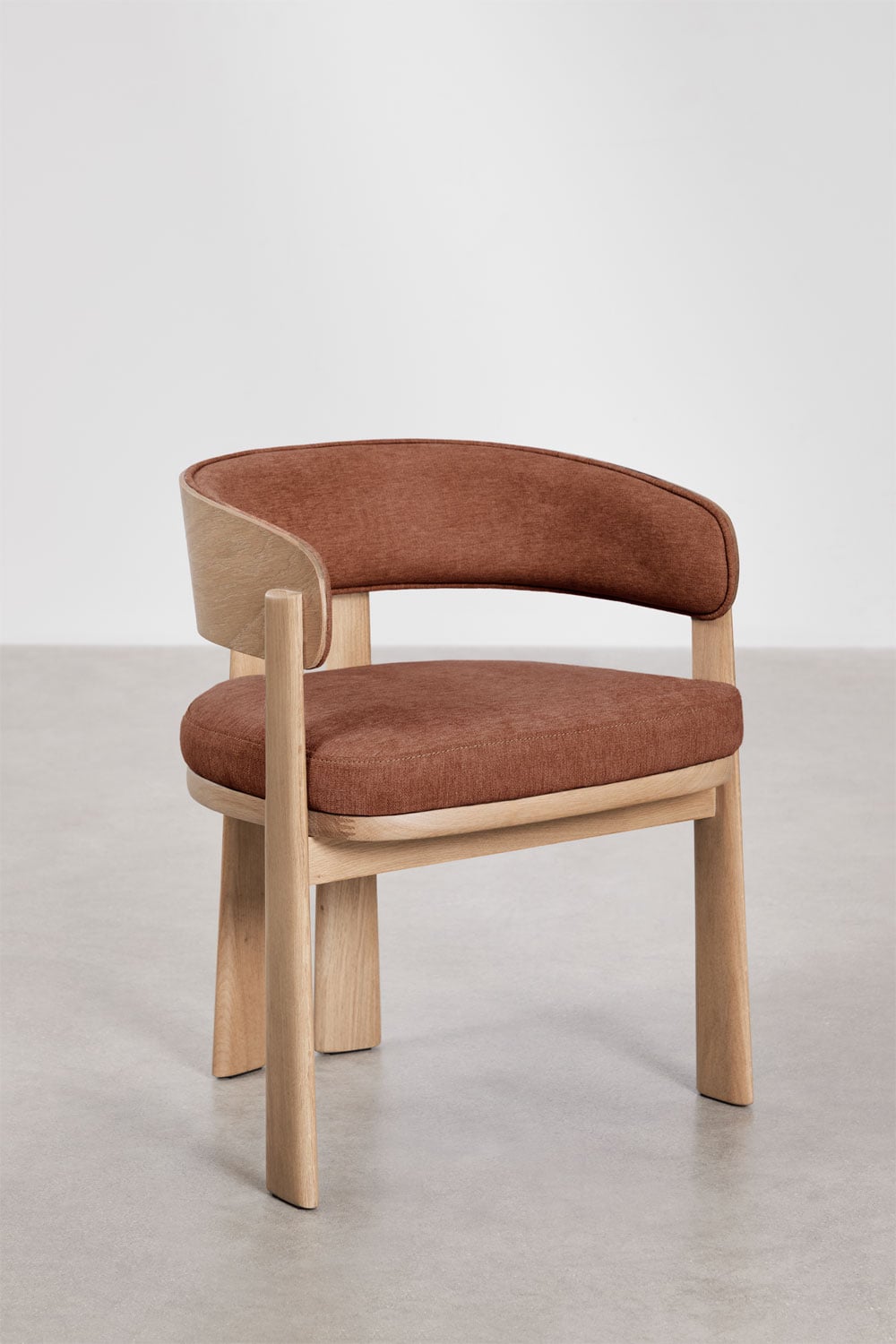 Pack de 4 chaises de salle à manger en bois de chêne et tapissées Olea Signature, image de la galerie 3