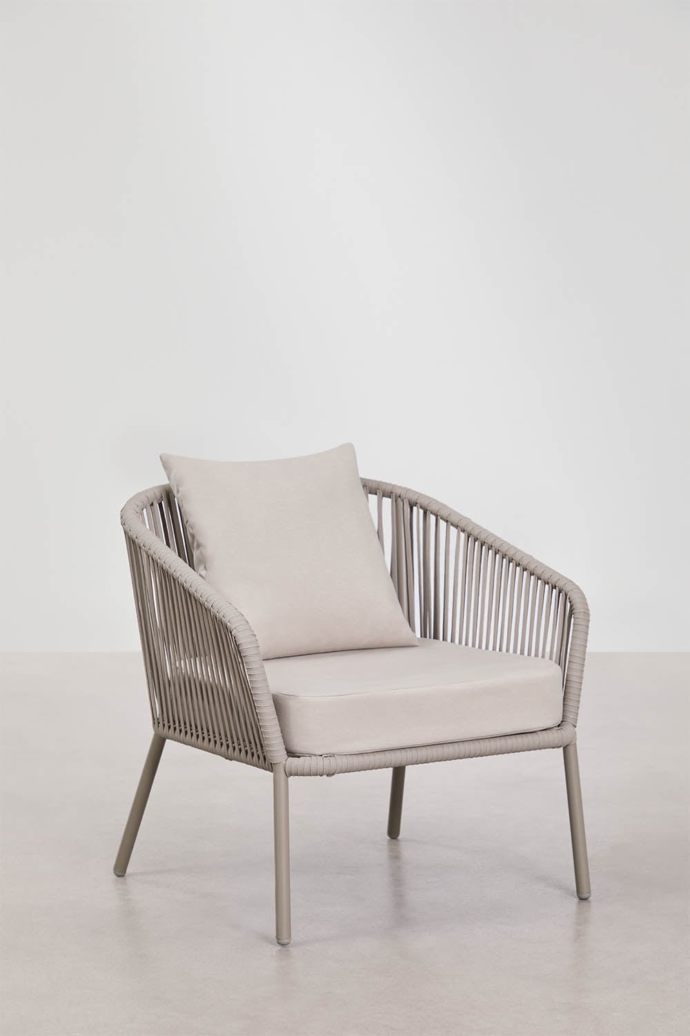 Ensemble de jardin avec canapé 2 places, 2 fauteuils en corde tressée et table basse Arhiza, image de la galerie 7