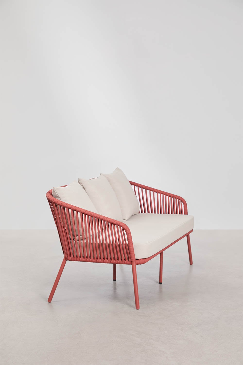 Ensemble de jardin avec canapé 2 places, 2 fauteuils en corde tressée et table basse Arhiza, image de la galerie 4