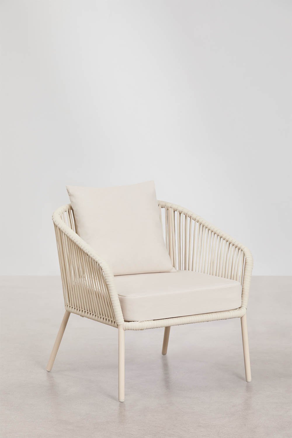 Ensemble de jardin avec canapé 2 places, 2 fauteuils en corde tressée et table basse Arhiza, image de la galerie 8