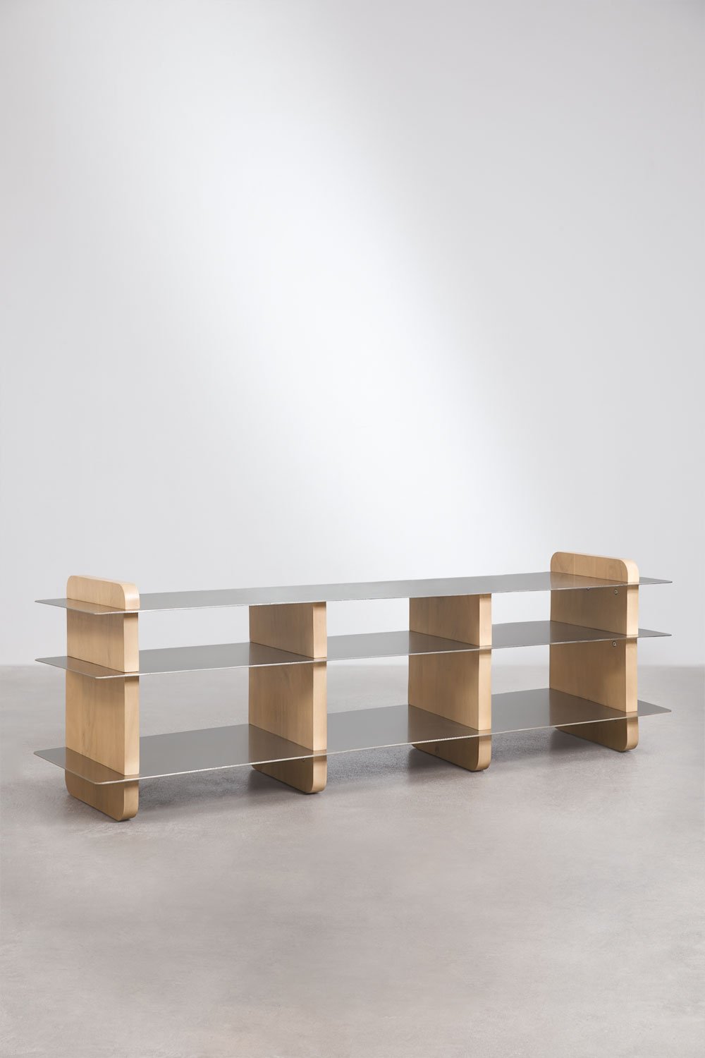 Meuble TV 180x40 cm en bois de manguier et acier Tokyo, image de la galerie 3