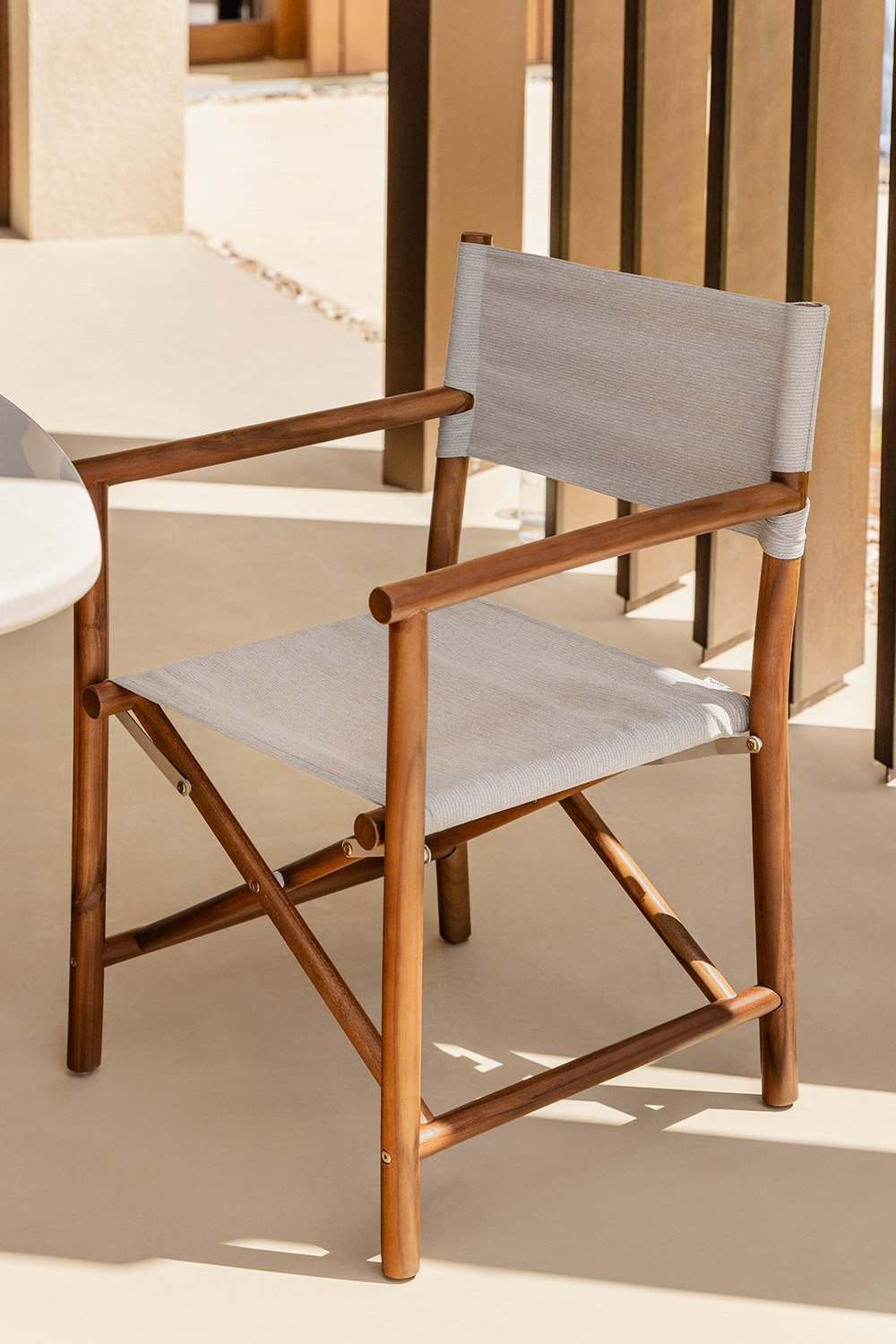 Chaise de réalisateur pliante de jardin en bois d'acacia Olivia, image de la galerie 1