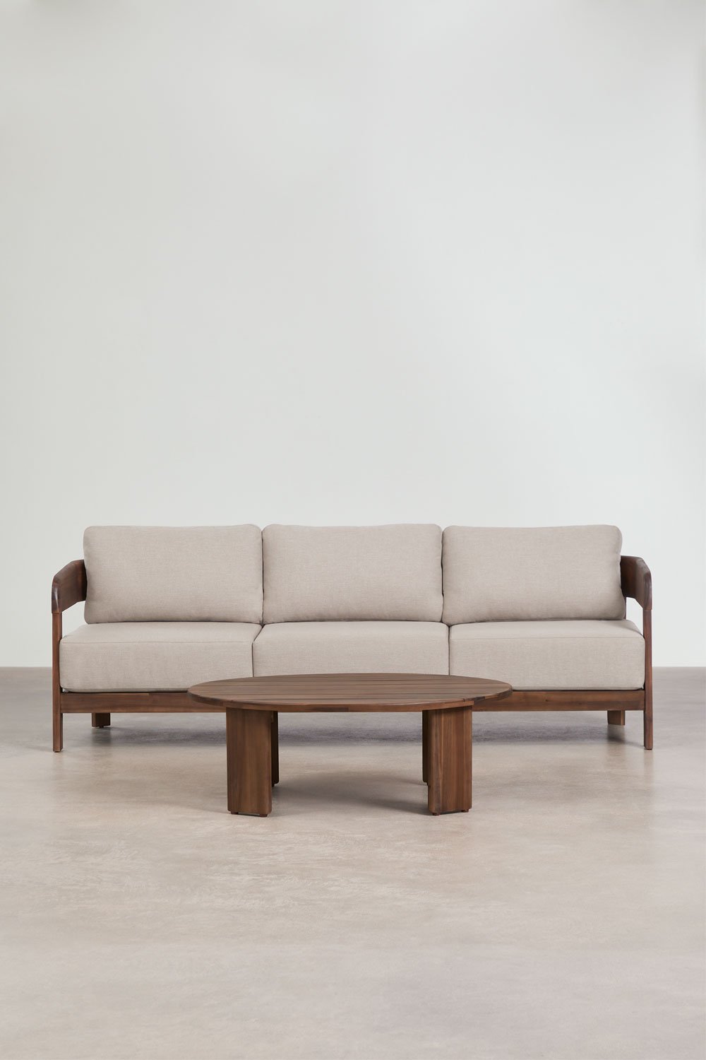 Ensemble de jardin avec canapé 3 places et table basse en bois d'acacia Uleno, image de la galerie 3