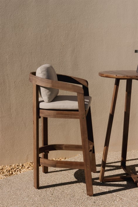 Tabouret de jardin haut en bois d'acacia Uleno