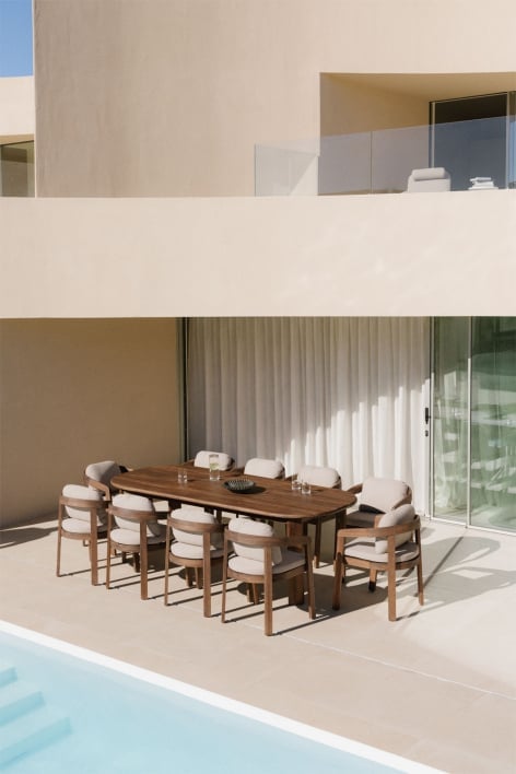 Table de jardin ovale 240x100 cm en bois d'acacia Uleno