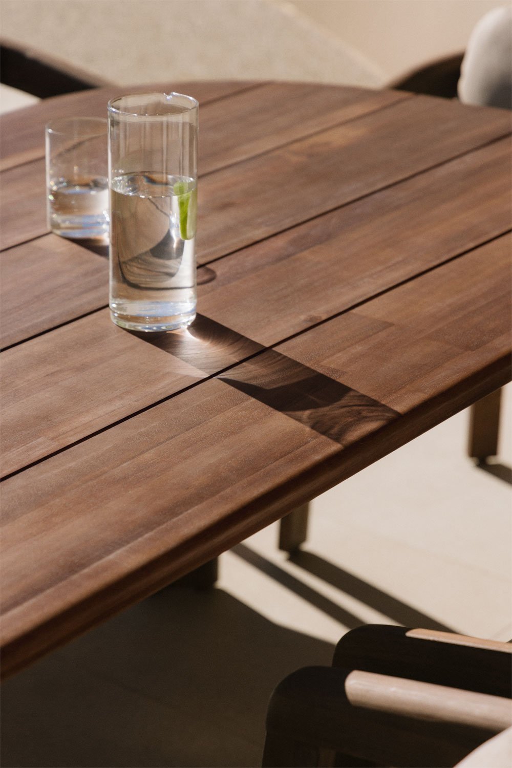 Table de jardin ovale 240x100 cm en bois d'acacia Uleno, image de la galerie 2