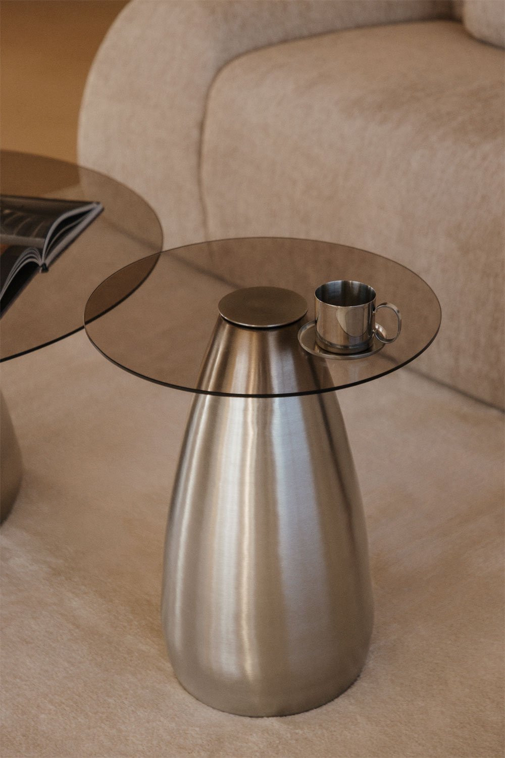 Table d'appoint ronde Ø50 cm en verre trempé Mariana, image de la galerie 1