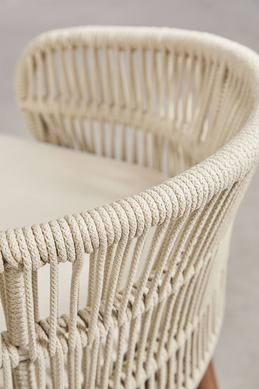 Pack de 4 tabourets hauts de jardin en bois d'acacia et corde tressée Capri, image de la galerie 7